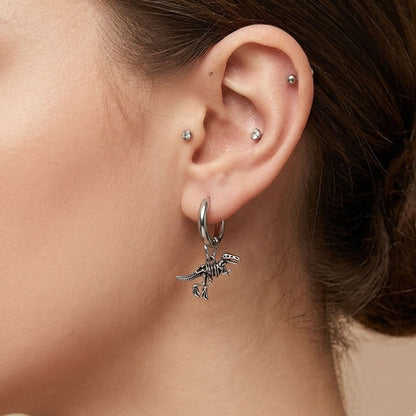 Dinosaur T-Rex Skeleton Hoop Earrings