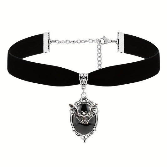 Black Choker Necklace with bat