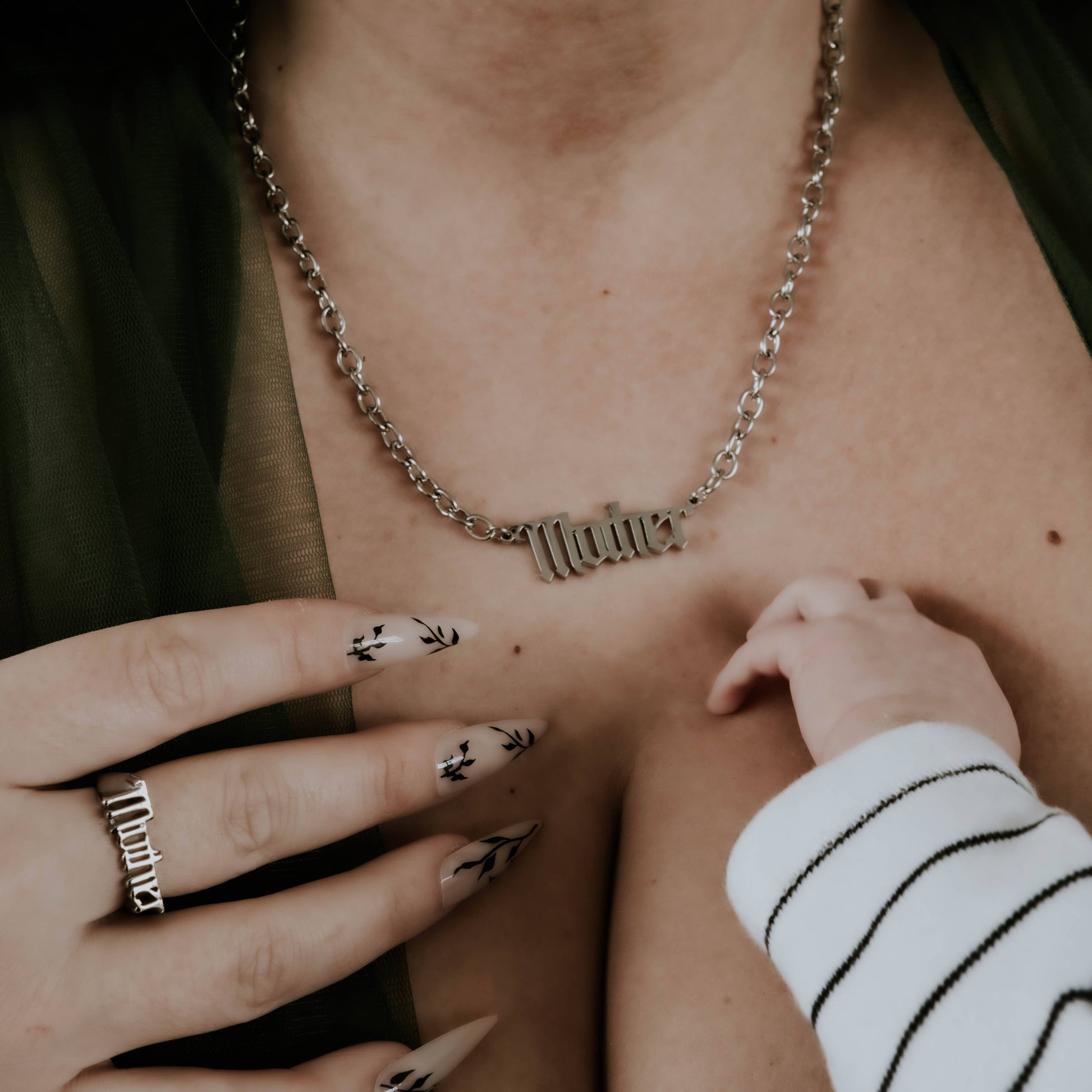Gothic Font Mother Necklace