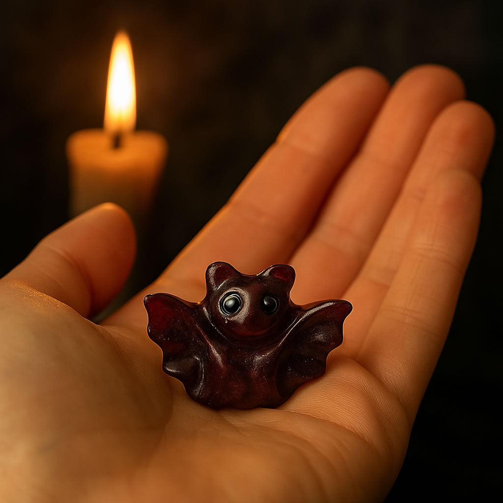 Garnet Carved Crystal Bat Figure