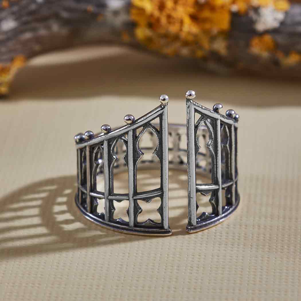 Sterling Silver Gothic Gate Ring