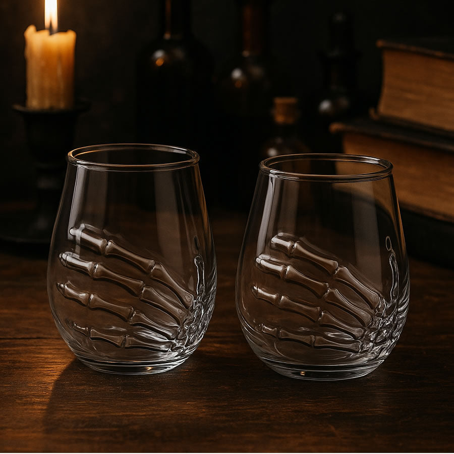 Skeleton Hand Set of 2 Glasses