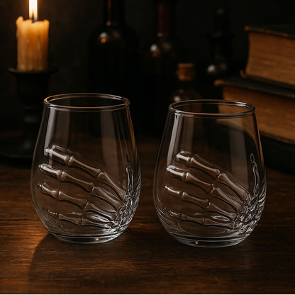 Skeleton Hand Set of 2 Glasses