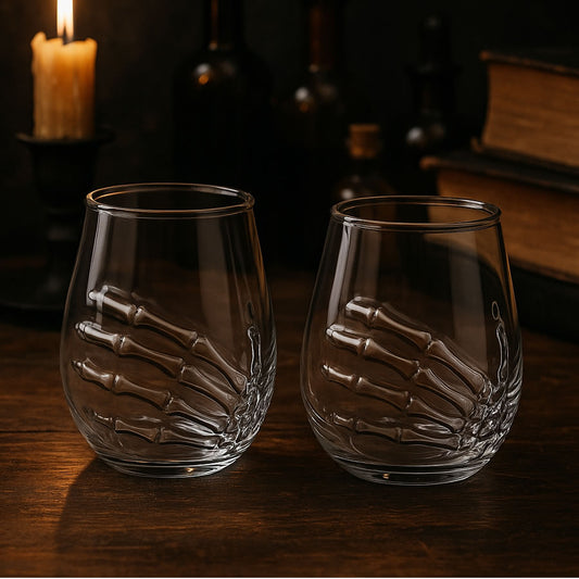 Skeleton Hand Set of 2 Glasses