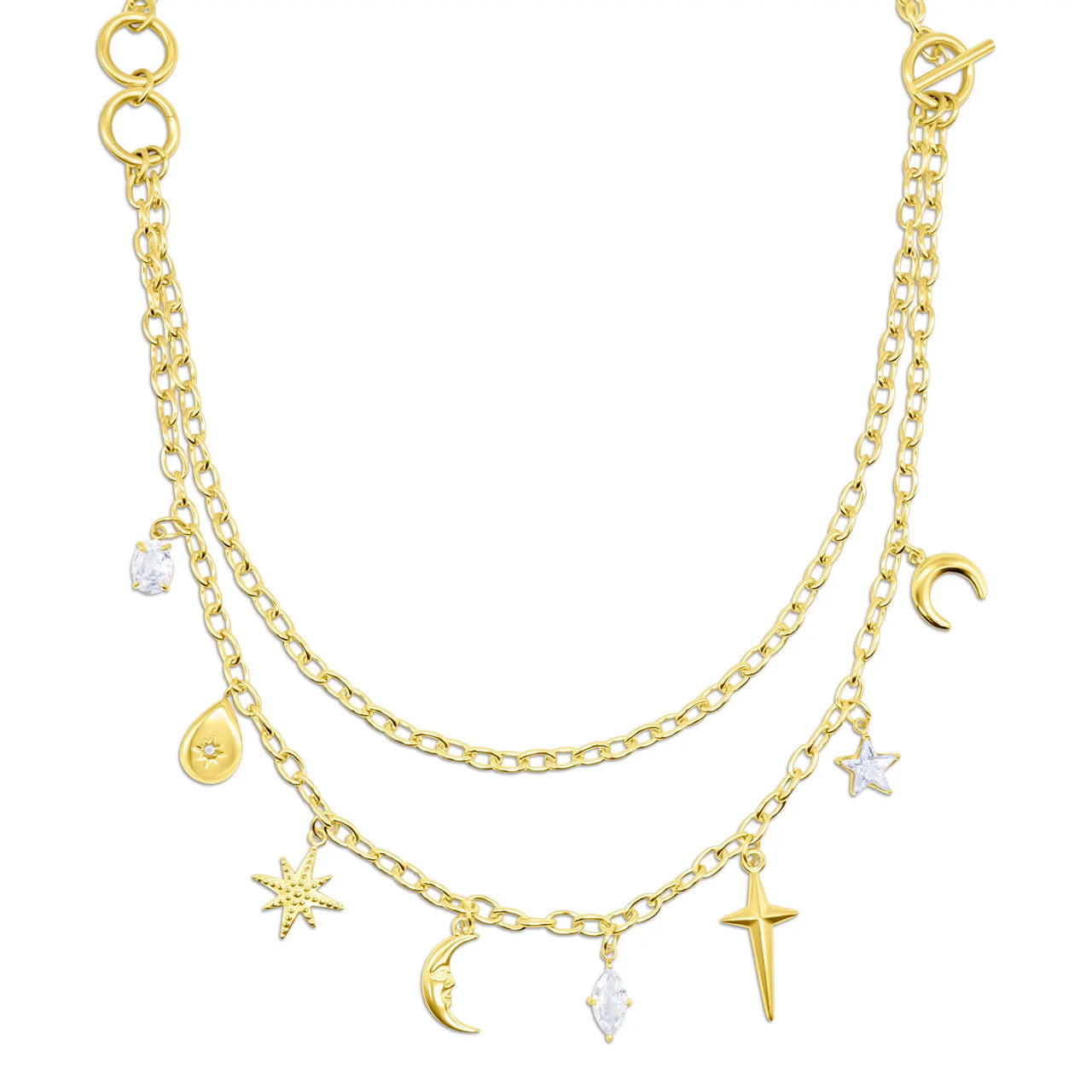 Gold Lyra Artemis Celestial Charm Necklace