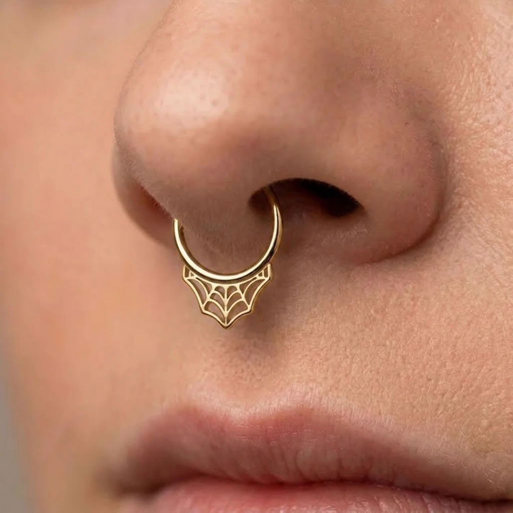 Spider Web Septum Ring (Gold)