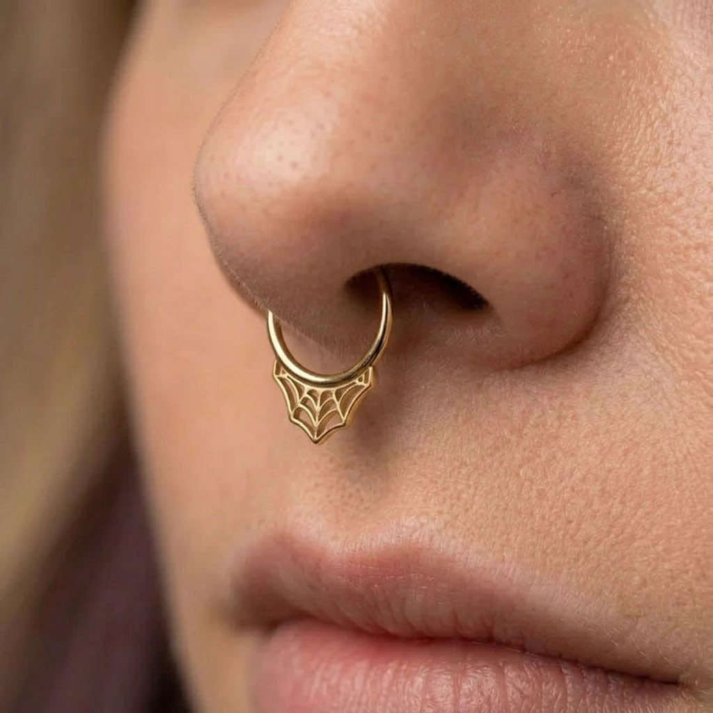 Spider Web Septum Ring (Gold)