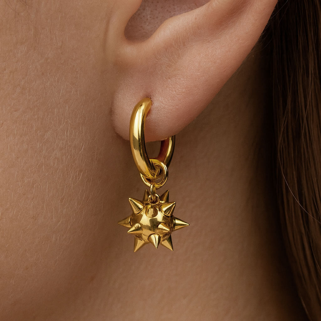 Spike Ball Hoop Earrings (Gold)