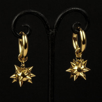 Spike Ball Hoop Earrings (Gold)