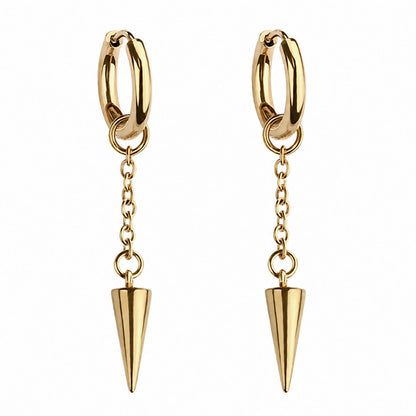 Spike Hoop Chain Earrings (Gold)