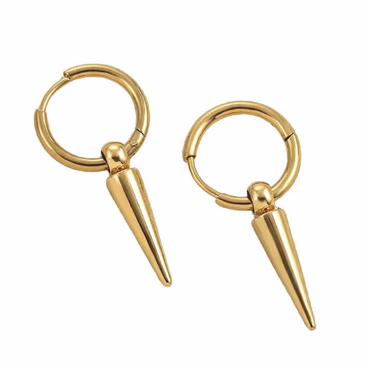 Gothic Gold Spike Hoop Earrings