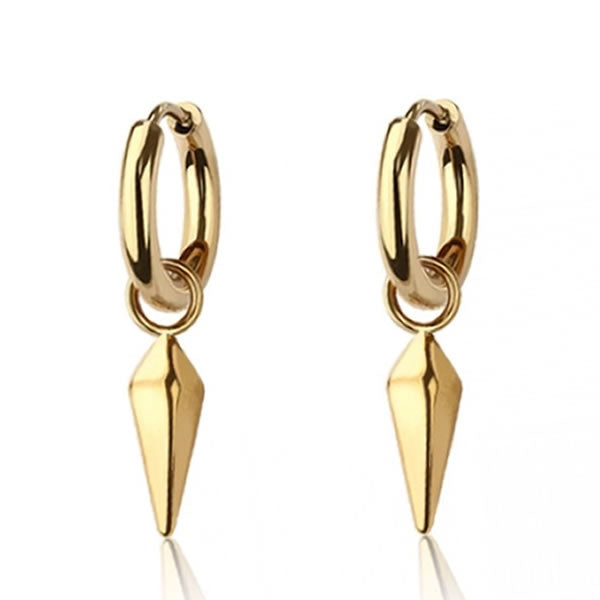 Spike Hoop Drop Earrings (Gold)