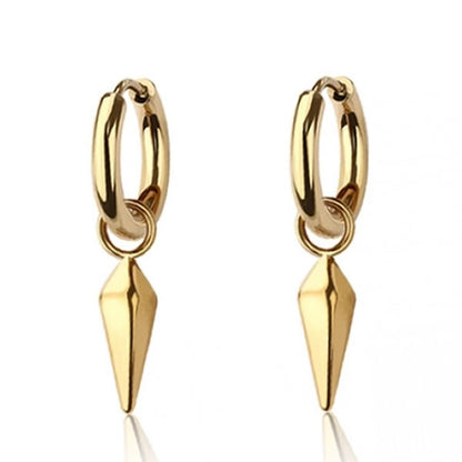 Spike Hoop Drop Earrings (Gold)