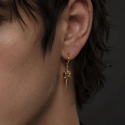 Skull Sword Hoop Earrings (Gold)
