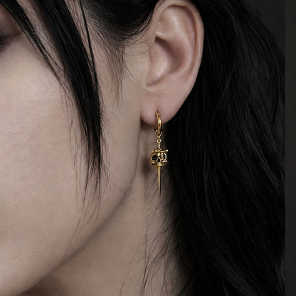 Skull Sword Hoop Earrings (Gold)