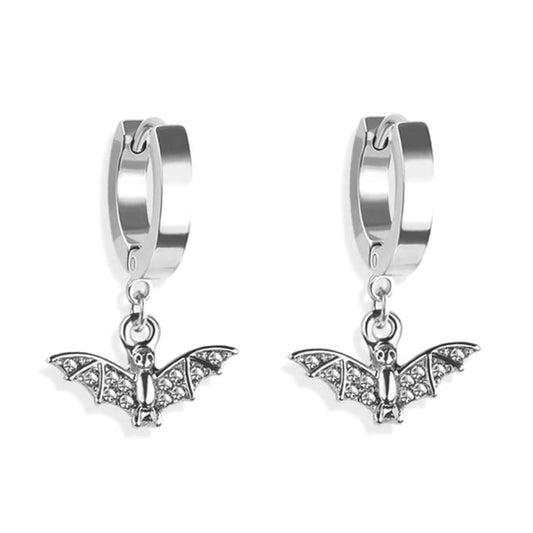Gothic Bat Hoop Earrings