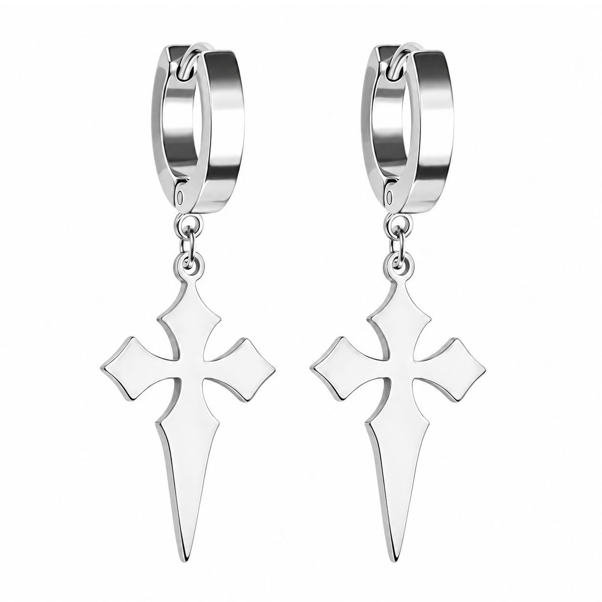 Gothic Cross Hoop Earrings