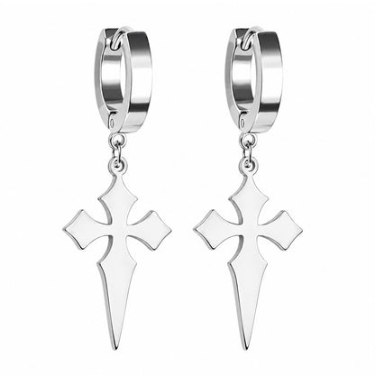 Gothic Cross Hoop Earrings