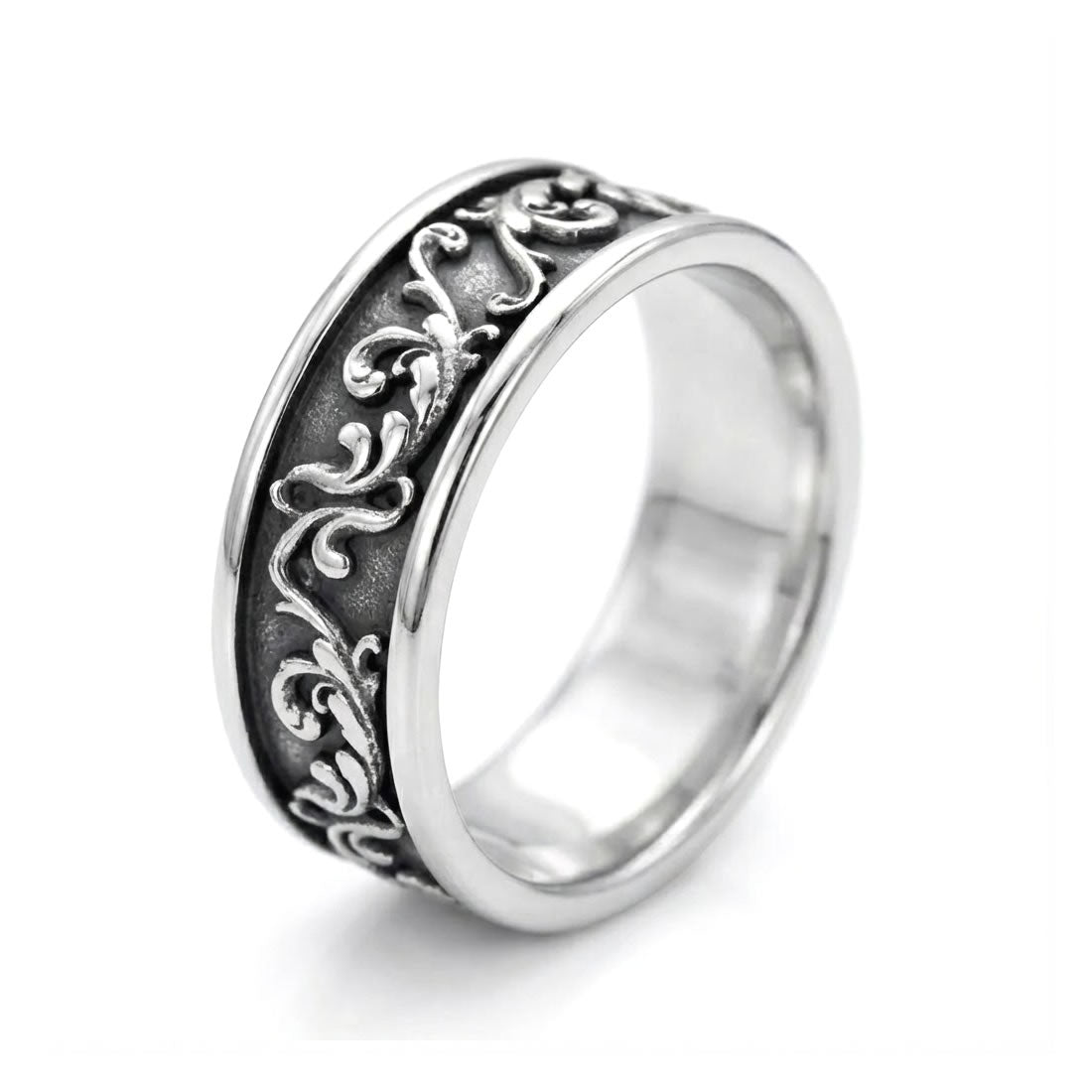 Stainless Steel Gothic Pattern Band Ring