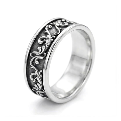 Stainless Steel Gothic Pattern Band Ring