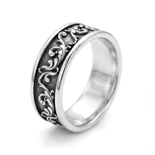 Stainless Steel Gothic Pattern Band Ring