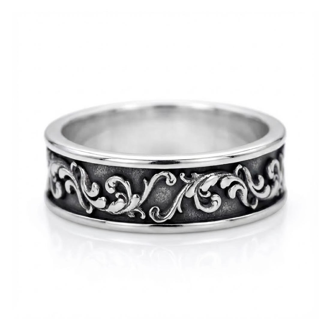 Stainless Steel Gothic Pattern Band Ring