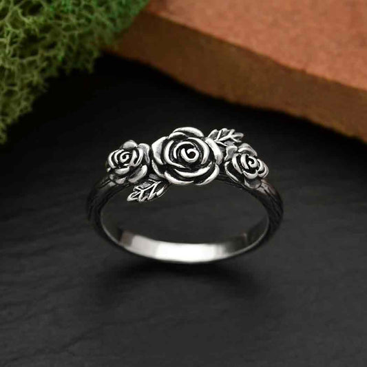 Sterling Silver Gothic Rose Ring