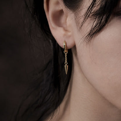 Spike Hoop Chain Earrings (Gold)