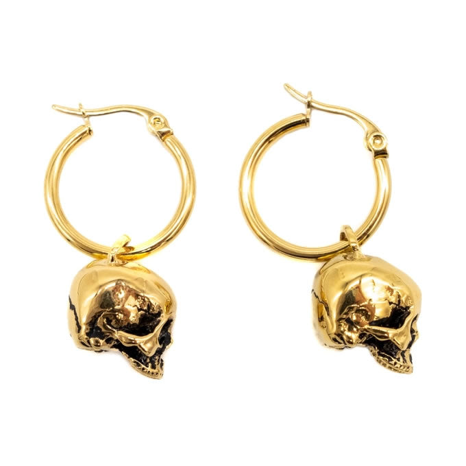 Gold skull hoop earrings