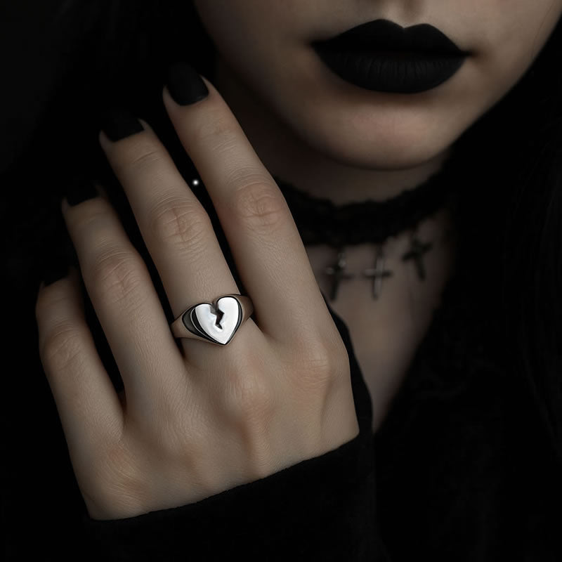 Stainless Steel Broken Heart Ring