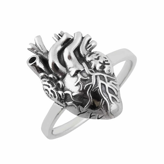 Silver Anatomical Heart Ring