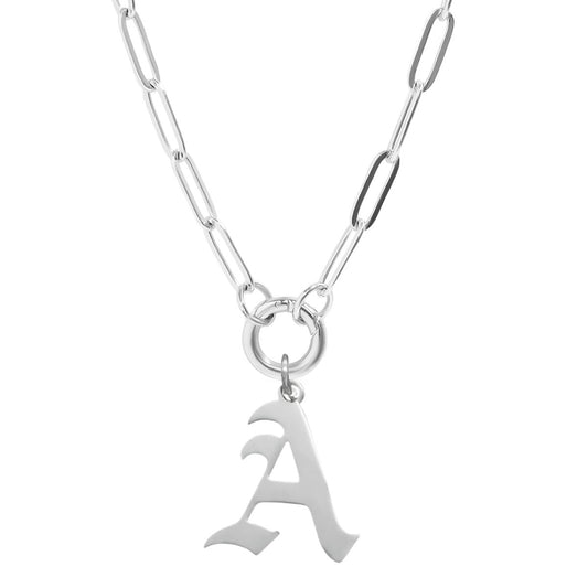 Gothic Font Initial Necklace