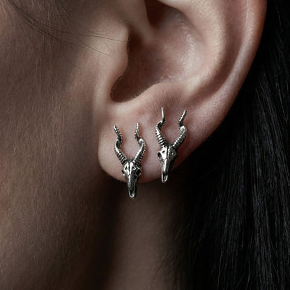 Sterling Silver Kudu Skull Stud Earrings