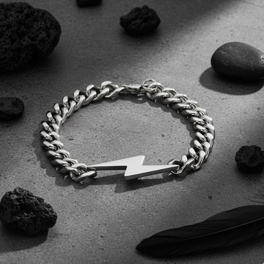 Lightning Bolt Chunky Curb Chain Bracelet