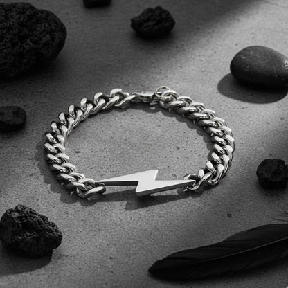 Lightning Bolt Chunky Curb Chain Bracelet