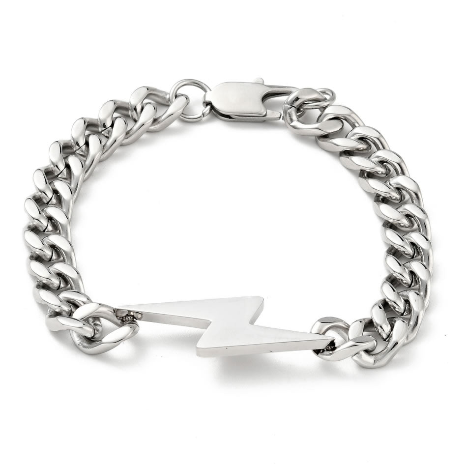 Lightning Bolt Chunky Curb Chain Bracelet