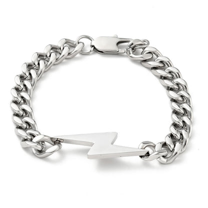 Lightning Bolt Chunky Curb Chain Bracelet