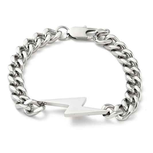 Lightning Bolt Chunky Curb Chain Bracelet