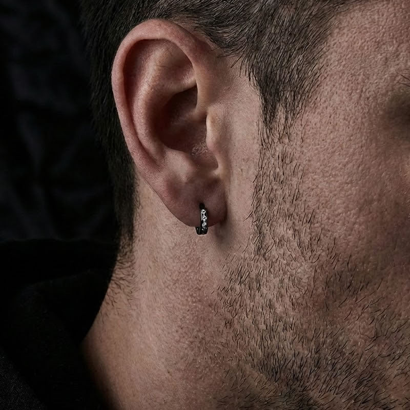 Black Steel Micro Hoop Earrings