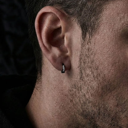 Black Steel Micro Hoop Earrings