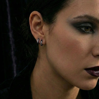 Black Steel Micro Hoop Earrings