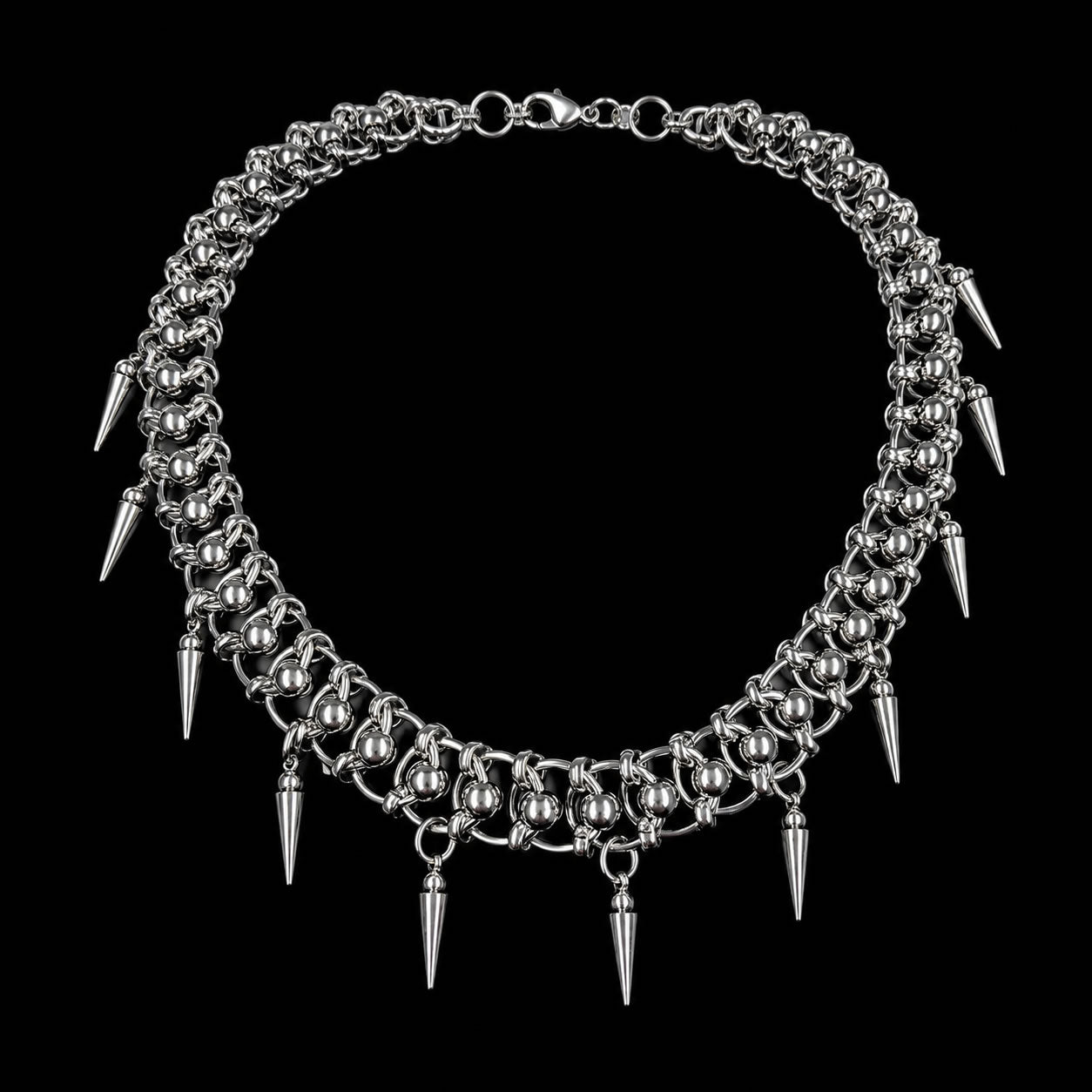 Roller Ball Spike Choker Necklace
