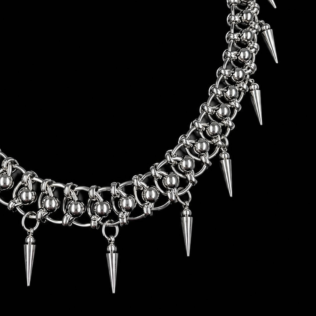 Roller Ball Spike Choker Necklace
