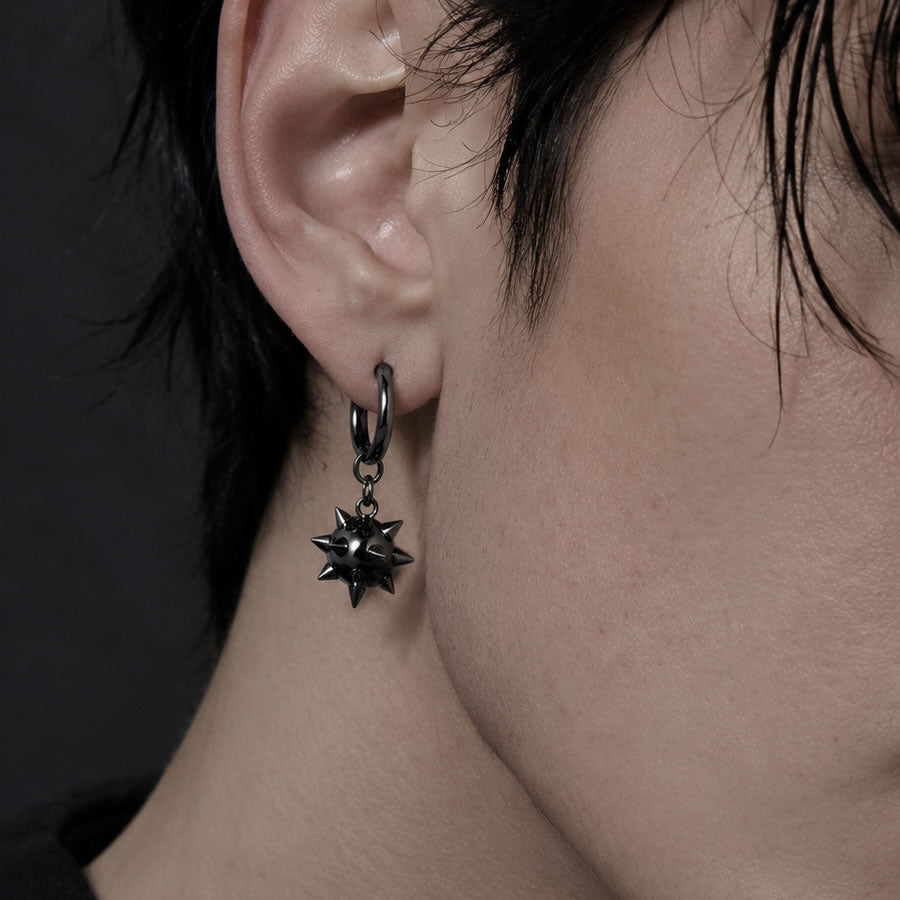 Spike Ball Hoop Earrings (Black)
