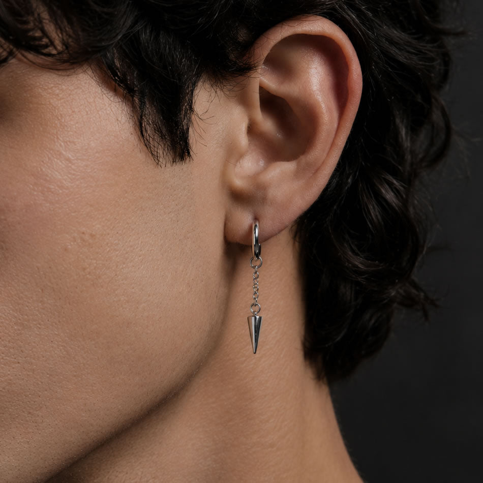 Spike Hoop Chain Earrings
