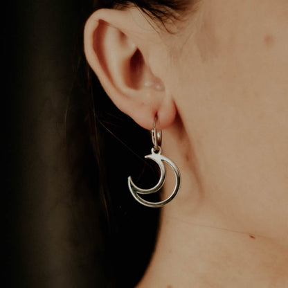 Moon Hoop Earrings