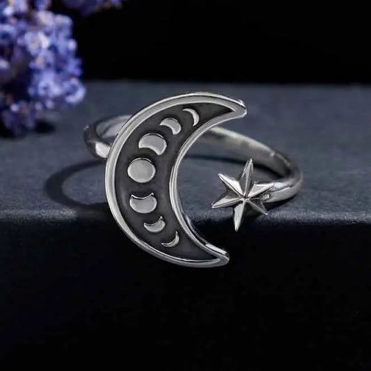 Sterling Silver Moon Phase Ring