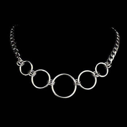 Stainless Steel Five Ring Choker Necklace