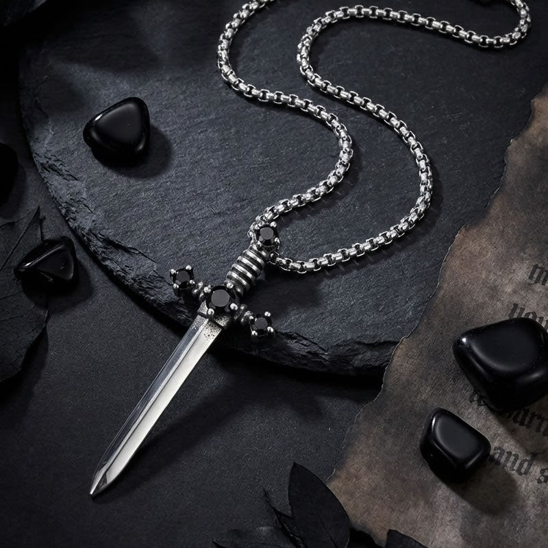Obsidian Oath Sword Necklace