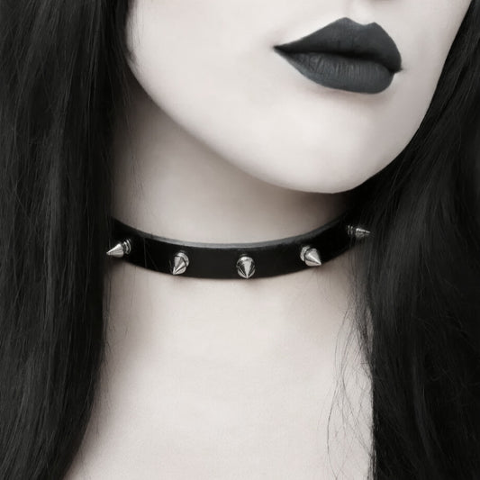 Rebel Black Spike Choker Necklace